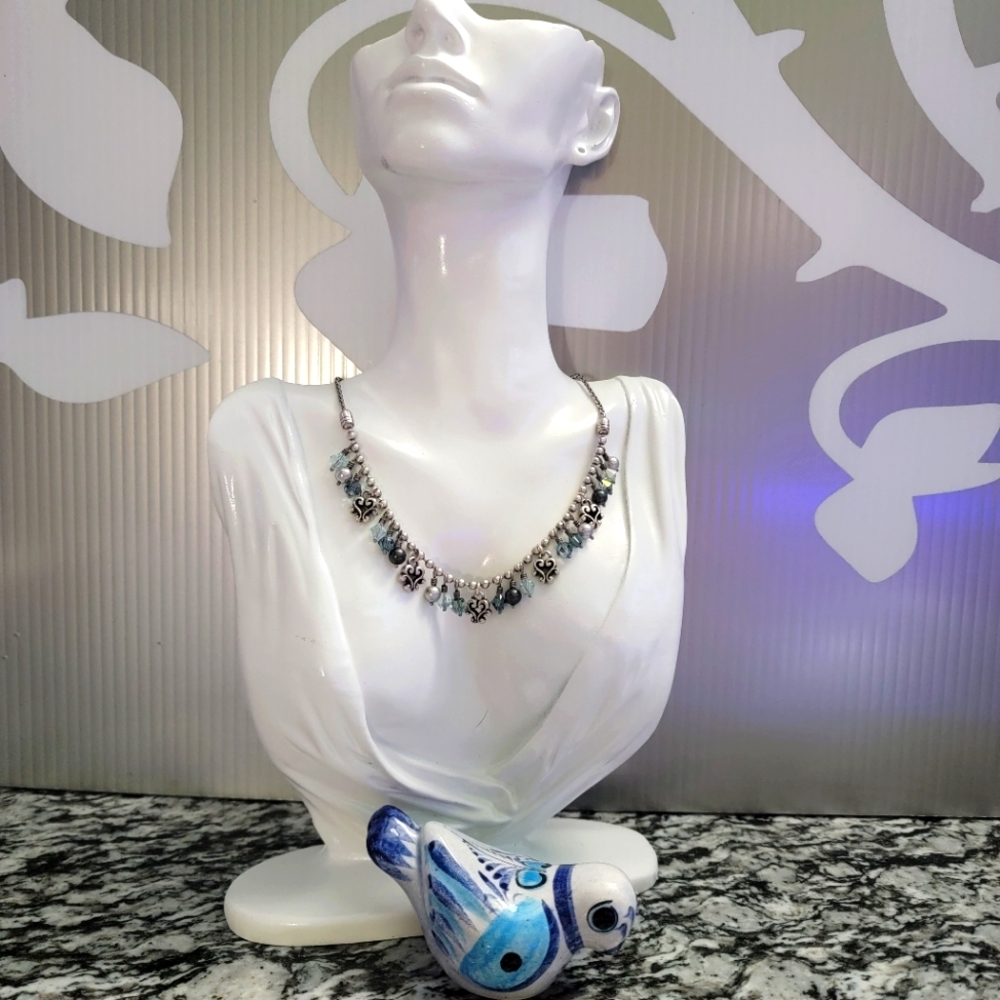 BRIGHTON RETIRED CANNES AURORA BLUE BOREALIS CRYSTALS NECKLACE NWOT